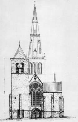 Glasgow Cathedral prior to the demolition of the two western towers