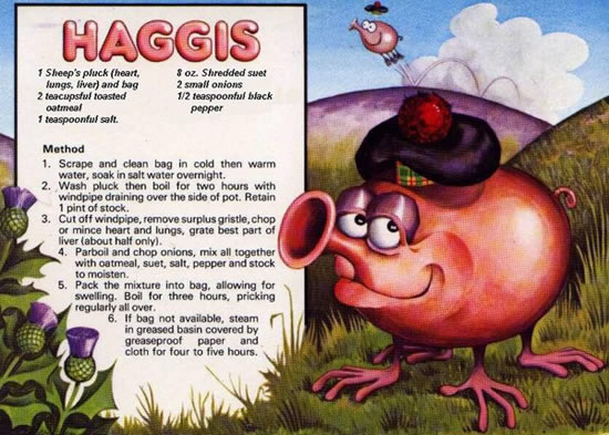 Haggis Recipe with funny haggis creature